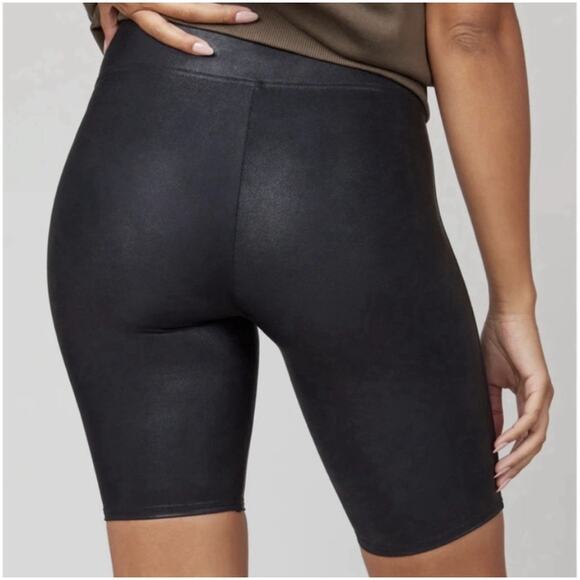 NWT Spanx Faux Leather Biker Shorts Black Women's Size XS - Picture 3 of 12
